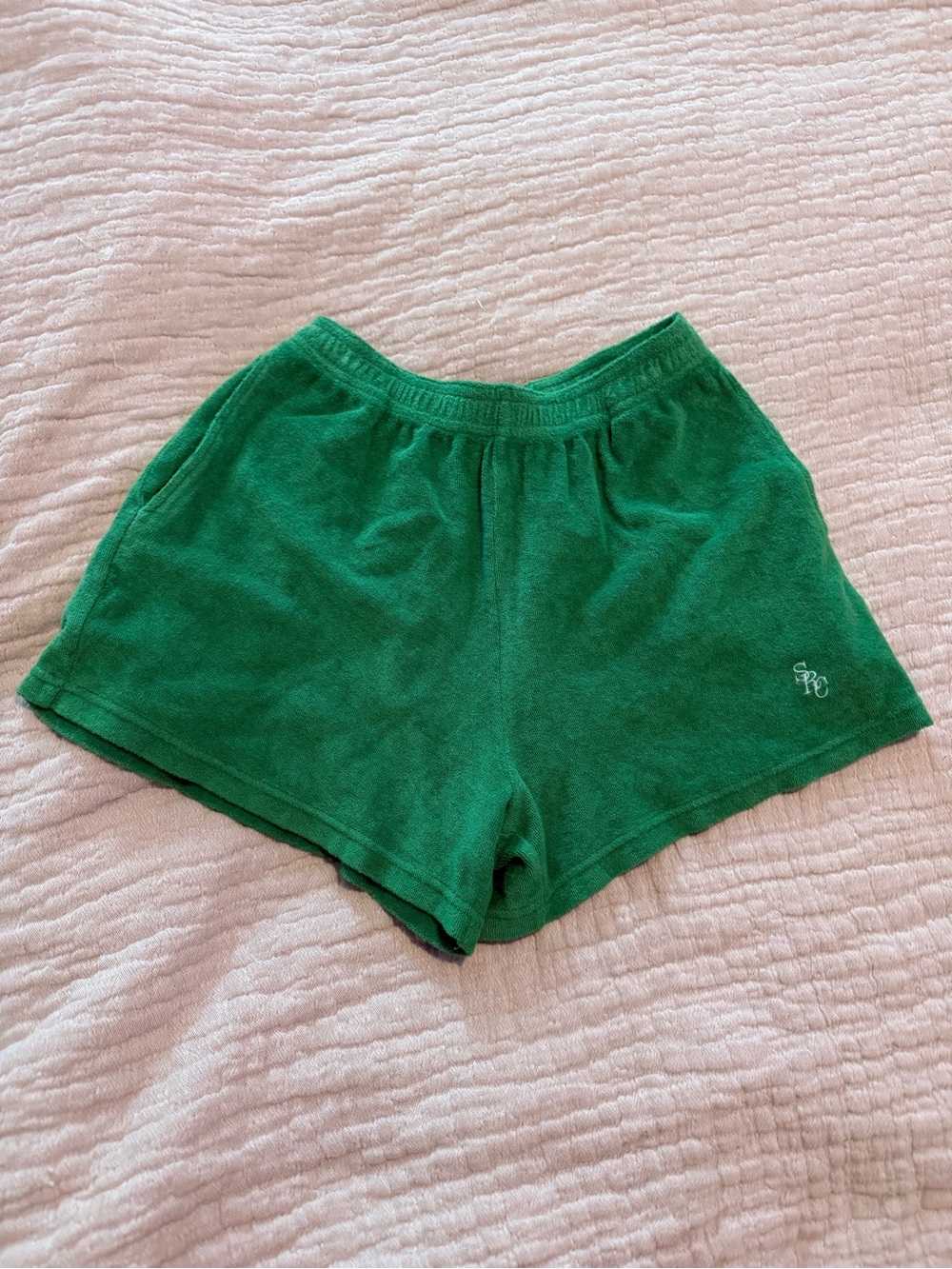Sporty & Rich Green Cotton Terrycloth Women’s Shorts EUC 1374